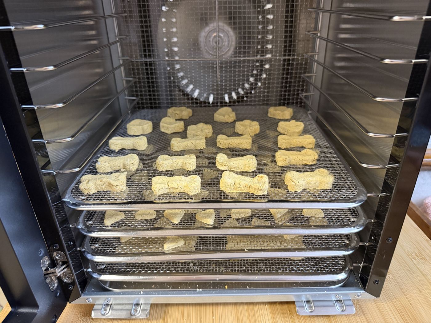 Bone shaped treats in the dehydrator