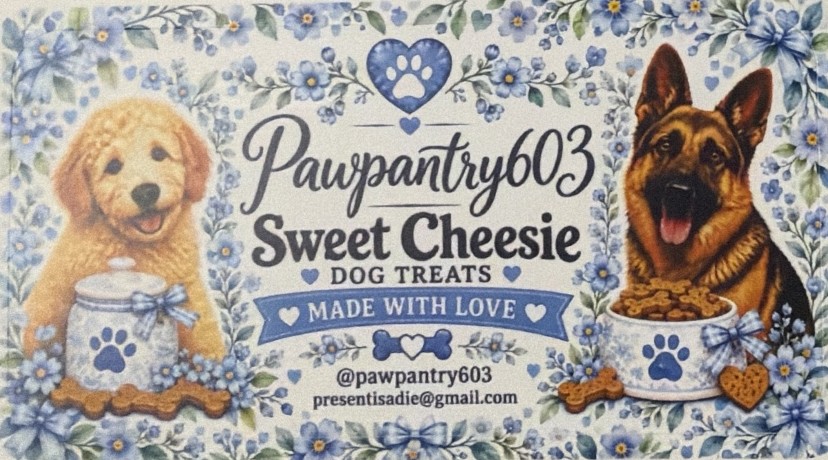 Sweet Cheesie label, blue florals